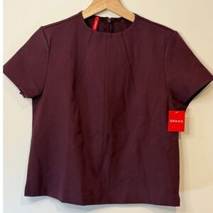 NWT Spanx The Perfect Funnel Top, Chianti, Short Sleeve, Crew Neck Size XS